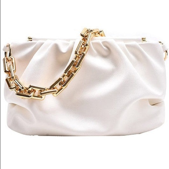 Chain Link Shoulder Bag-White - Picture 1 of 1